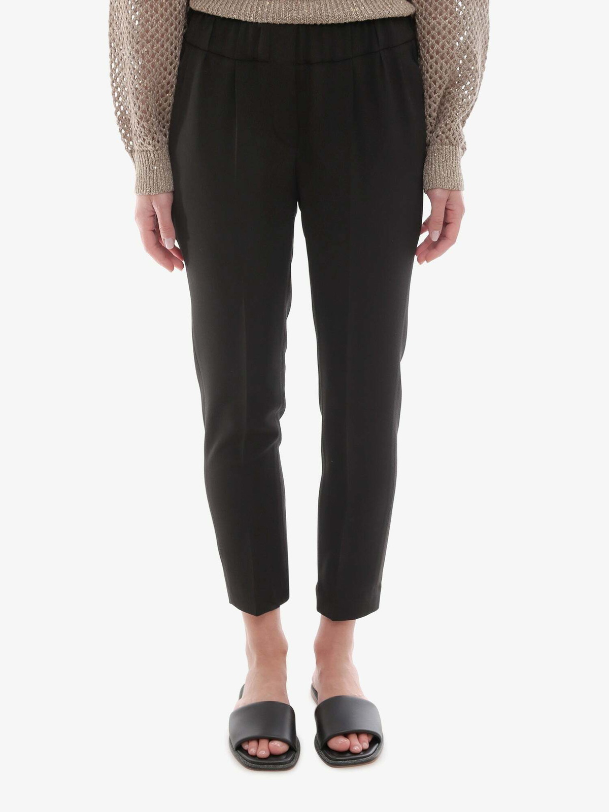 Brunello Cucinelli Women's Printed Silk Trousers Green