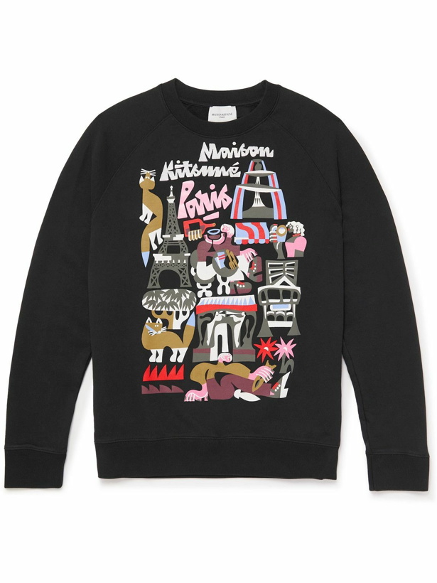 Photo: Maison Kitsuné - Bill Rebholz Cotton-Jersey Sweatshirt - Black