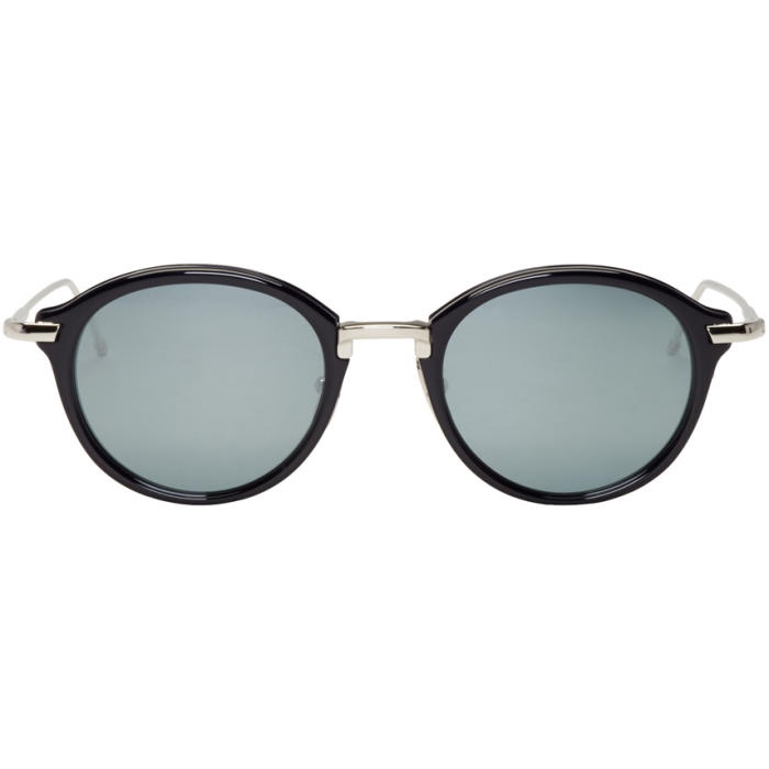 Photo: Thom Browne Navy and Silver TB 011 Sunglasses