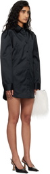 The Frankie Shop Black Akita Satin Cinched Shirt Minidress