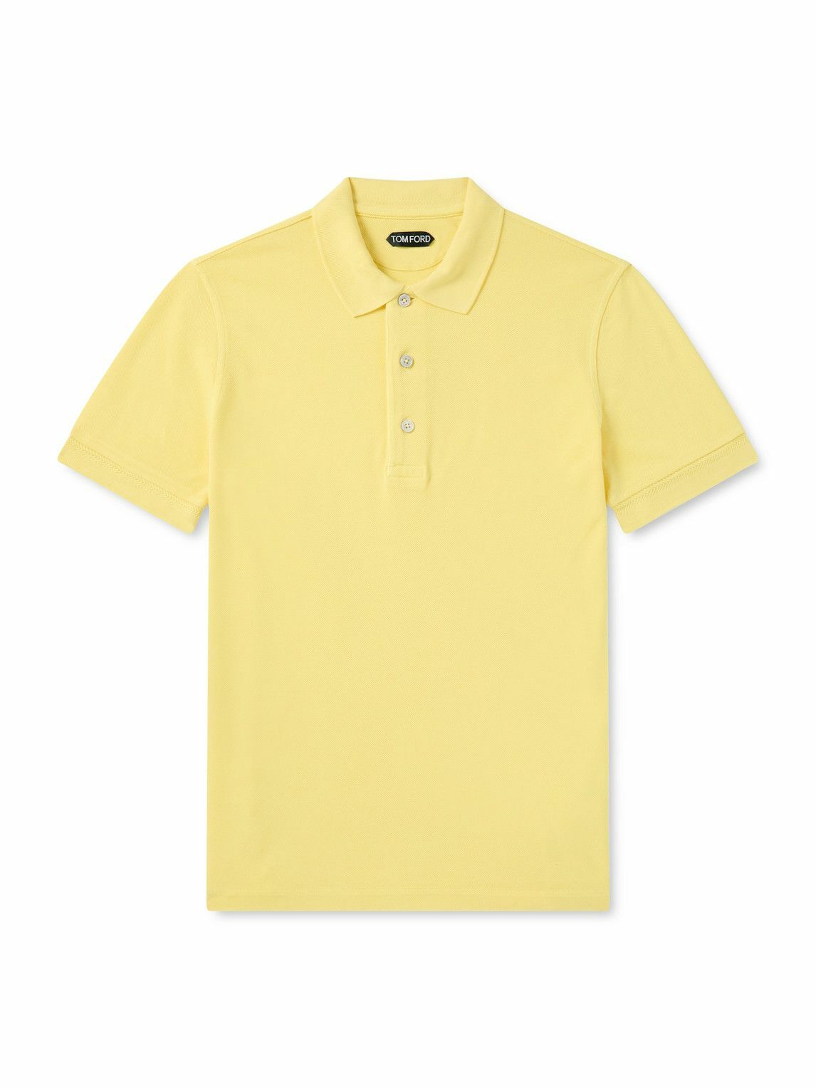 TOM FORD - Slim-Fit Lyocell and Cotton-Blend Piqué Polo Shirt - Yellow