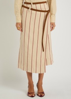 Bettter Pareo Striped Linen Midi Wrap Skirt Cream