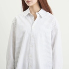 DUNST Women's Oversized Striped Shirt in Beige Stripe