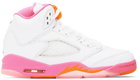 Nike Jordan Kids White & Pink Air Jordan 5 Retro Big Kids Sneakers