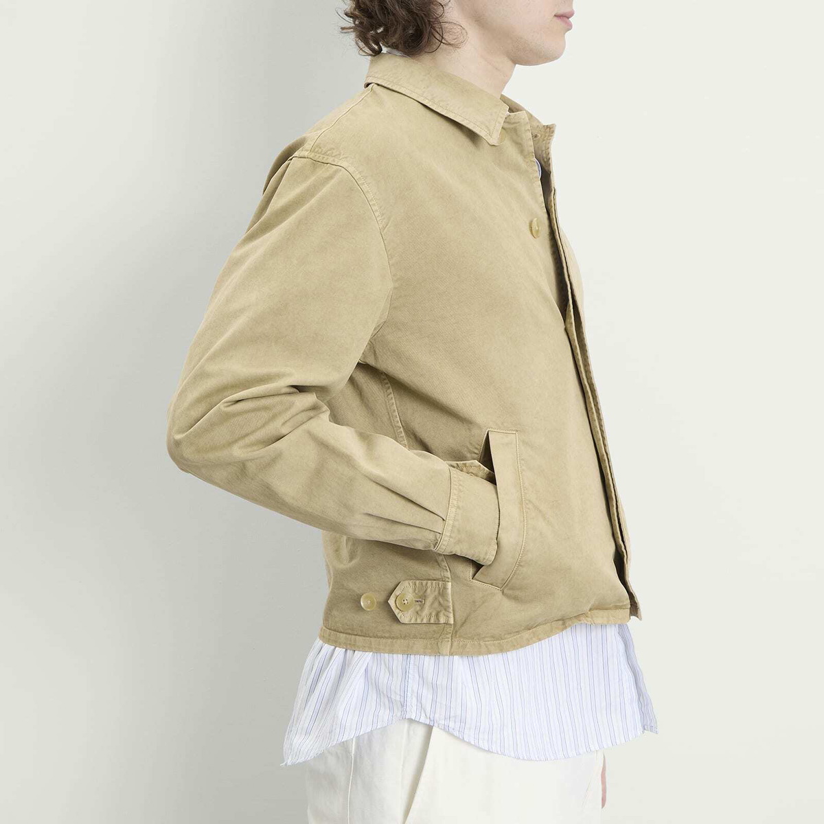 Auralee Men's Garment-Dyed Finx Light Chino Blouson in Beige