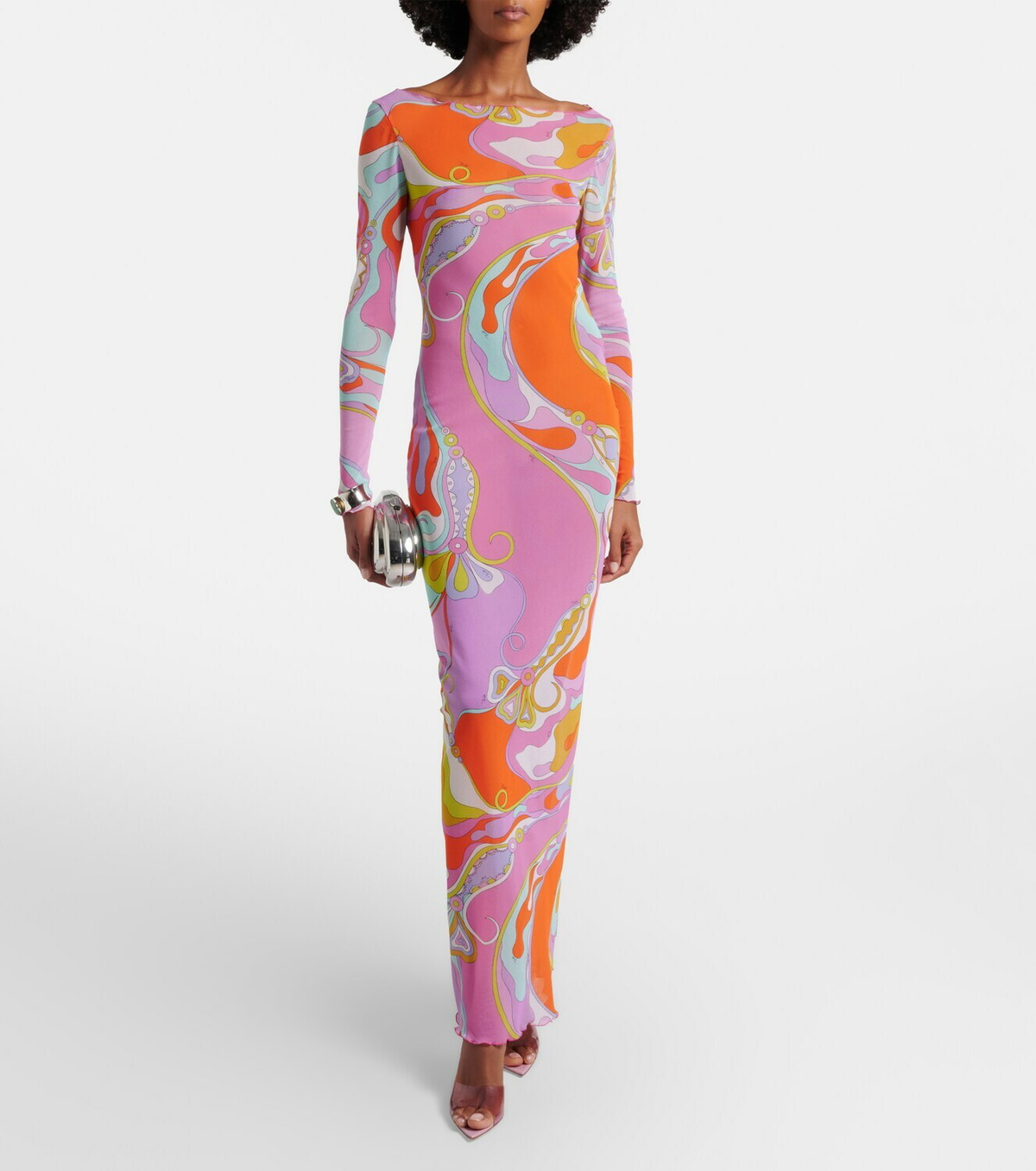 Pucci Orchidee sheer tulle maxi dress