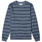 Albam Men's Long Sleeve Overdyed Stripe T-Shirt in Grey