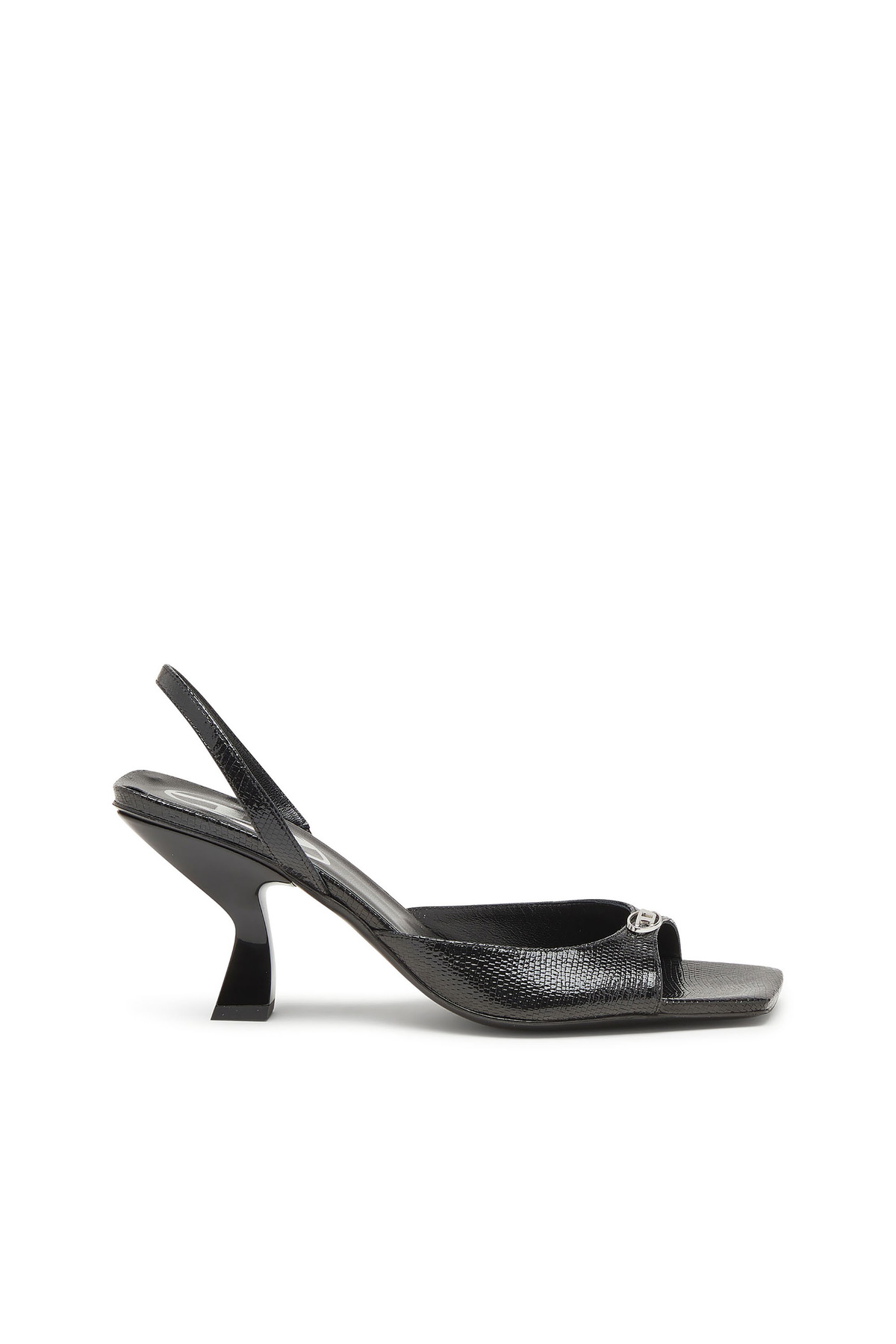 Diesel D-Amber-Slingback sandals in lizard-effect leather - Sandals Womens in Black