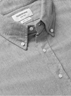 Thom Browne - Button-Down Collar Striped Cotton-Chambray Shirt - Gray