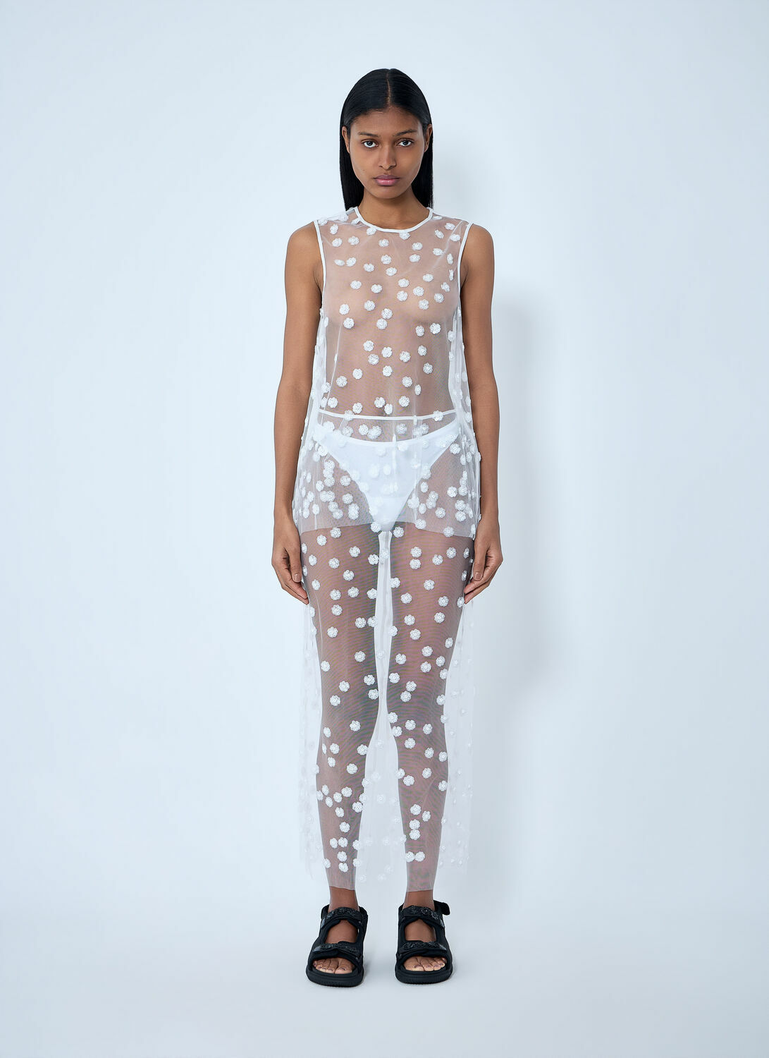Cecilie Bahnsen Embroidered Sheer Overlay Dress