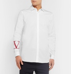 Valentino - Slim-Fit Logo-Print Cotton-Poplin Shirt - White