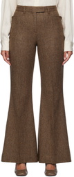 REMAIN Birger Christensen Brown Herringbone Flare Trousers