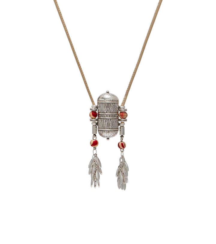 Photo: Isabel Marant Janis beaded leather-trimmed pendant necklace