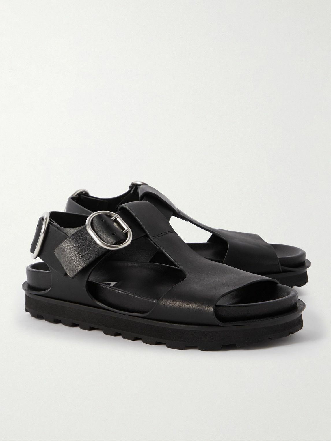サンダル・ミュール Jil Sander LEATHER SANDAL WITH BUCKLE (J15WP0090_P5802042) Jil Sander Leather Sandals J15WP0090.P5802-042 SILVER MOON