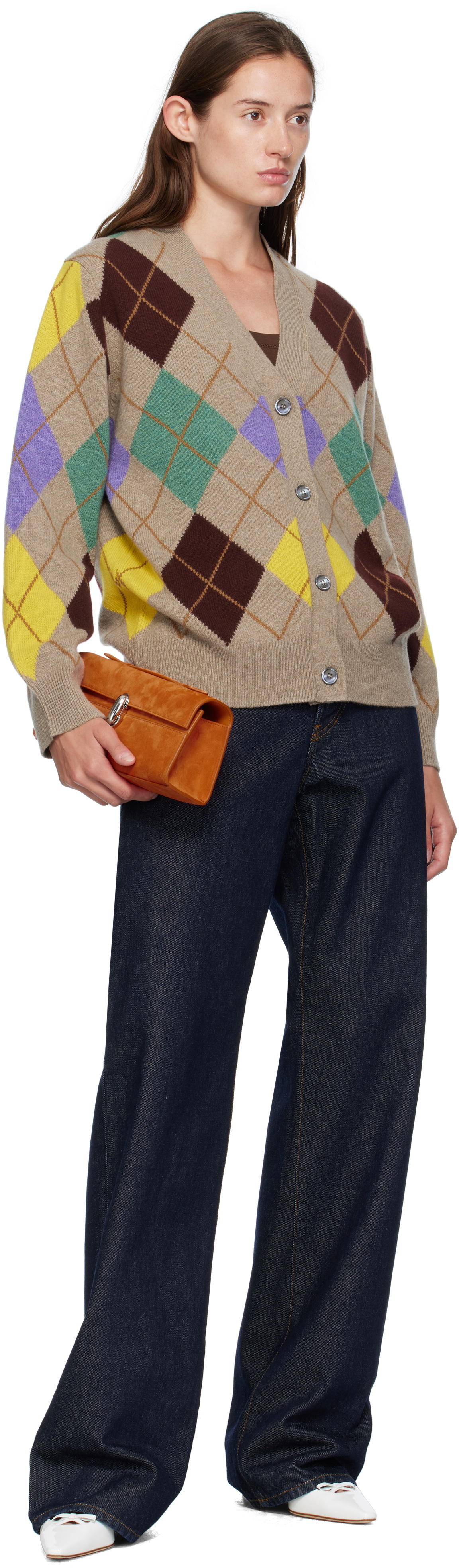 &Daughter Taupe Ava Argyle Cardigan