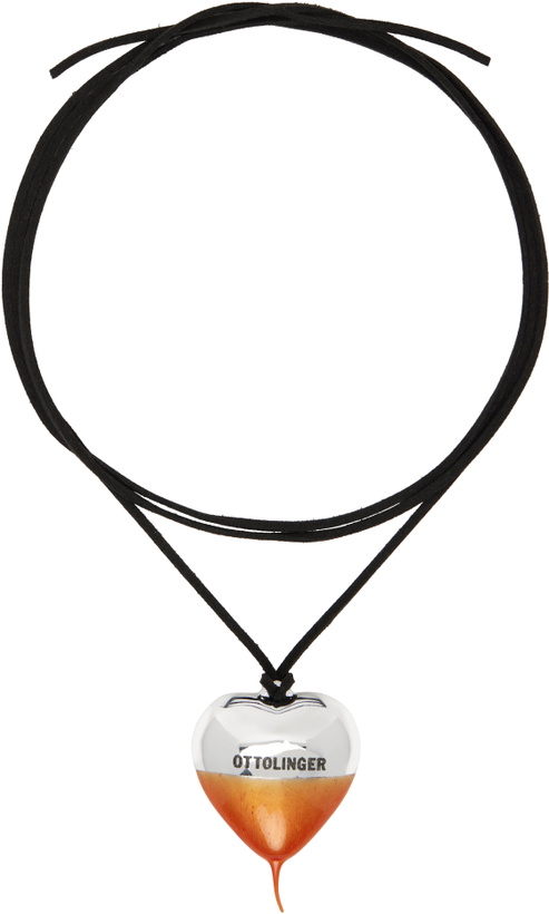 Photo: Ottolinger Black & Orange Knotted Heart Necklace