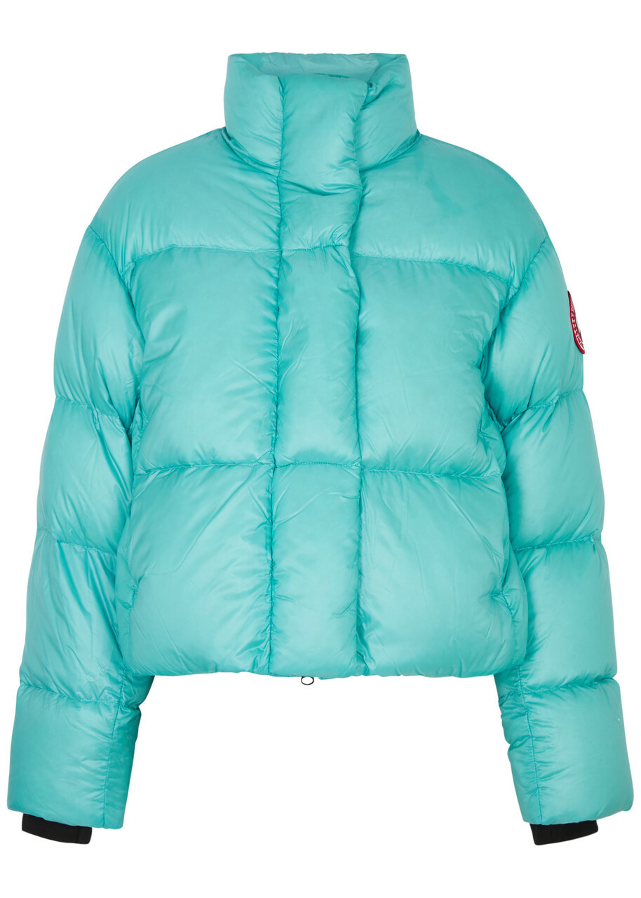 cropped turquoise down jacket