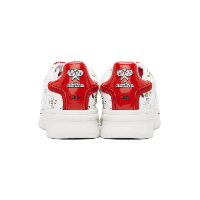 Marc Jacobs White and Red Peanuts Edition The Tennis Shoe Sneakers