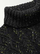 Inis Meáin - Cable-Knit Donegal Merino Wool and Cashmere-Blend Rollneck Sweater - Black