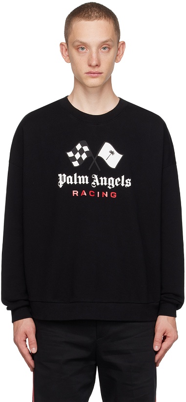 Photo: Palm Angels Black MoneyGram Haas F1 Edition 'Racing' Sweatshirt