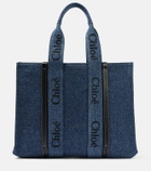 Chloe - Woody Large denim tote bag