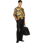 Versace Black and Yellow NYC Barocco Short Sleeve Shirt
