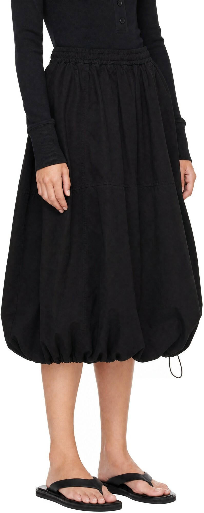 YMC Black Parachute Midi Skirt