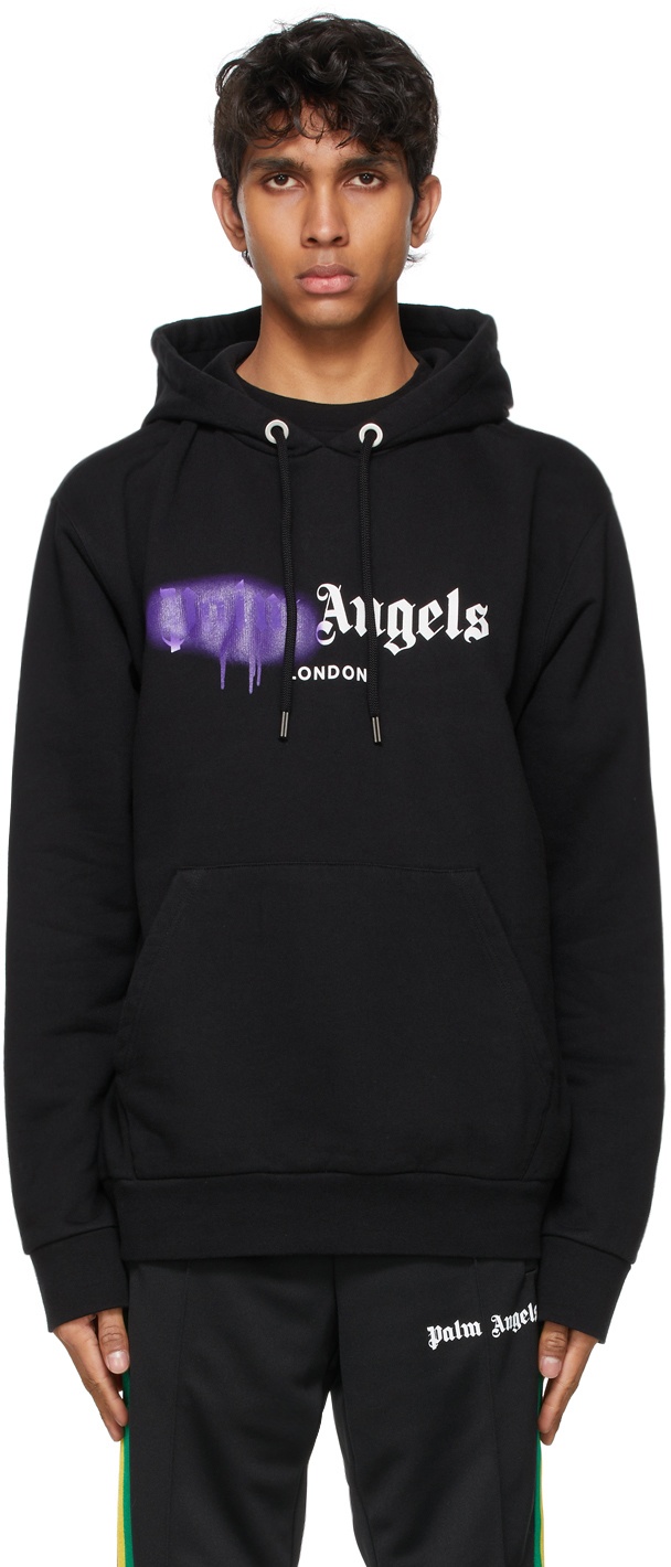 Palm Angels London Sprayed Hoodie in Black