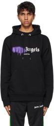 Palm Angels Black & Purple Sprayed Logo 'London' Hoodie