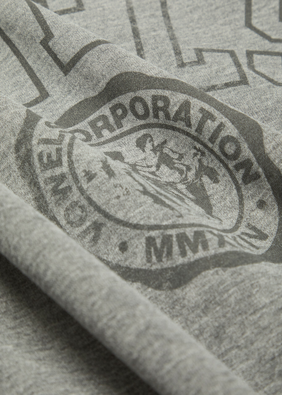 Vowels Printed Cotton T-shirt Grey