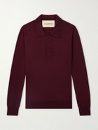 Valentino Garavani - Logo-Embroidered Virgin Wool Polo Shirt - Burgundy