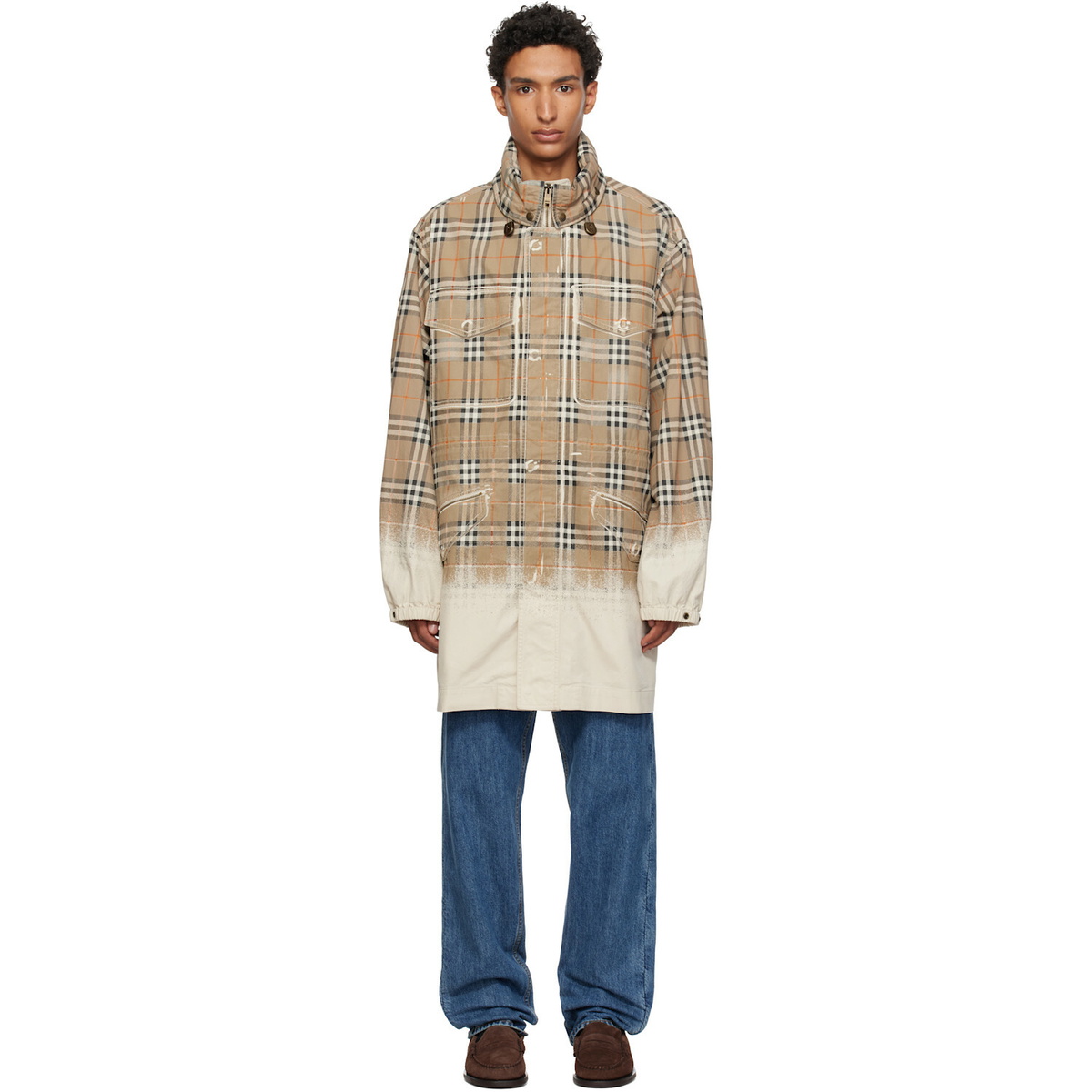 Burberry Beige Gradient Check Tropical Gabardine Parka