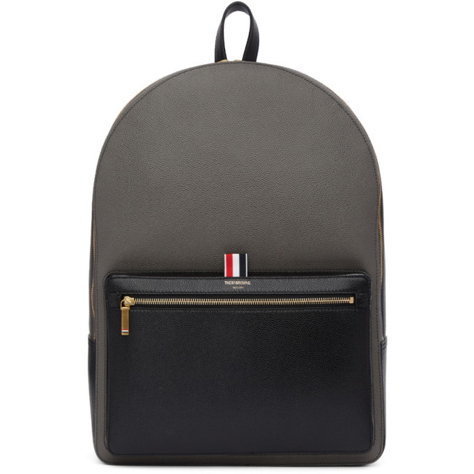 Photo: Thom Browne Black and Grey Colorblocked Unstructured Backpack