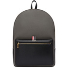 Thom Browne Black and Grey Colorblocked Unstructured Backpack