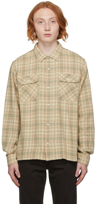 Photo: RRL Tan & Green Plaid Shirt