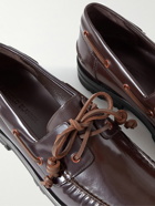 Manolo Blahnik - Salcombe Glossed-Leather Boat Shoes - Brown