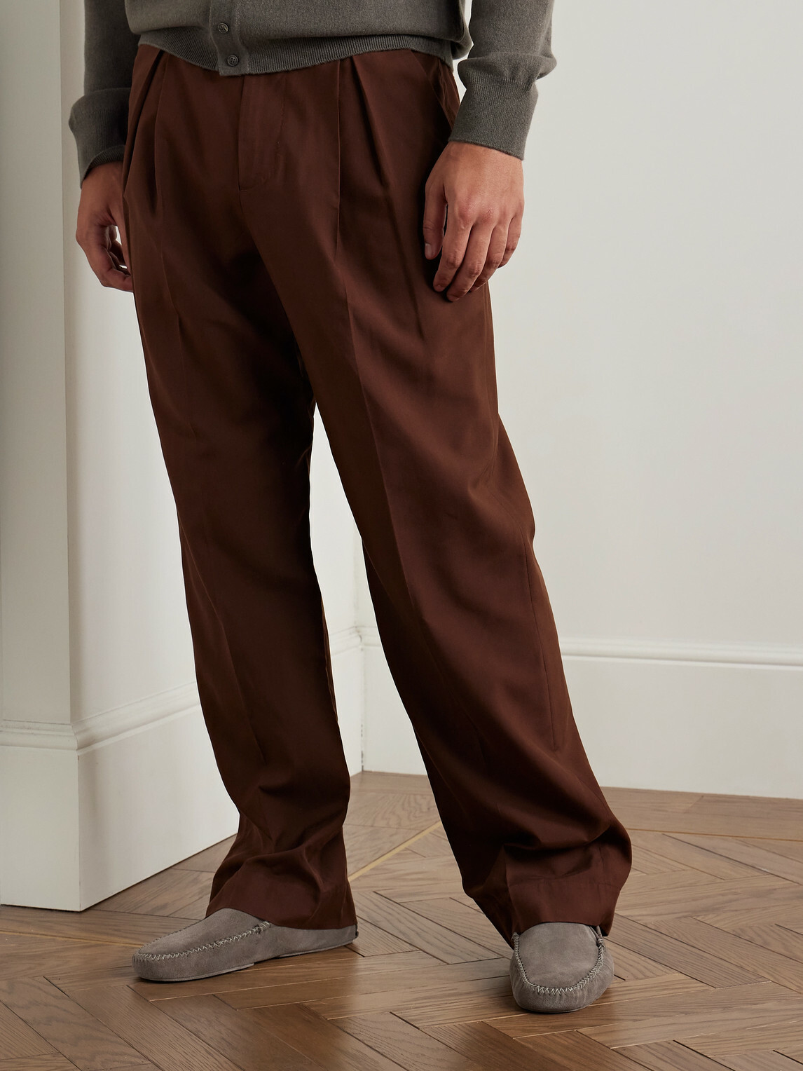 Thom Sweeney - Cashmere-Lined Suede Slippers - Brown