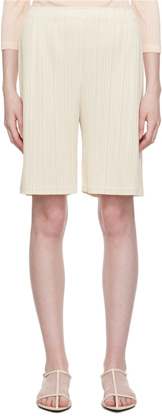Photo: Pleats Please Issey Miyake Off-White Thicker Bottoms 2 Shorts