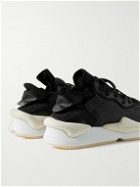 Y-3 - Kaiwa Neoprene-Trimmed Full-Grain Leather Sneakers - Black