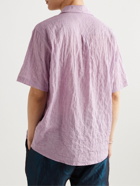 True Tribe - Camp-Collar Crinkled Organic Cotton-Blend Voile Shirt - Purple