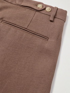 UMIT BENAN B - Straight-Leg Pleated Linen Trousers - Brown