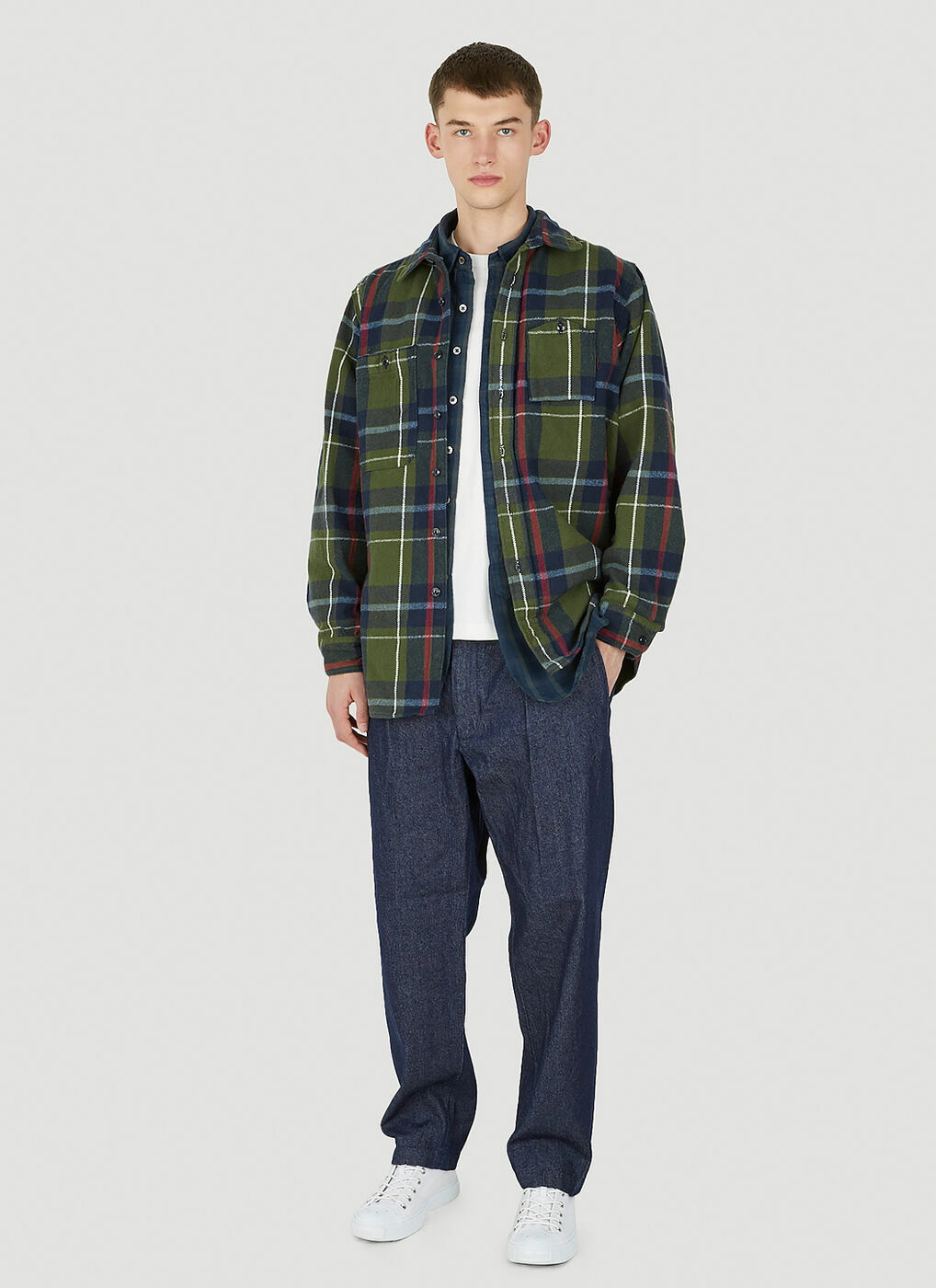 Checked Work Shirt in Green Engineered Garments
