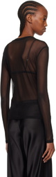 Silk Laundry Black Sheer Long Sleeve T-Shirt