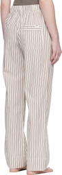 Tekla Off-White & Brown Poplin Pyjama Pants