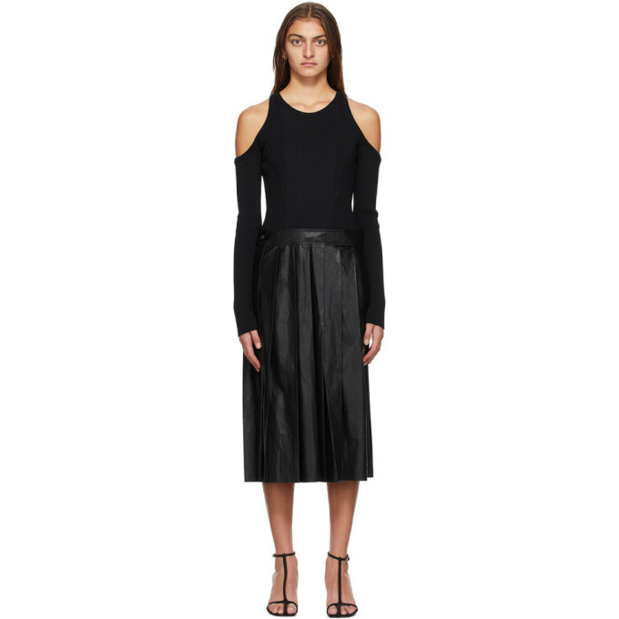 System Black Cropped Shoulder Knit Dress System