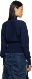 OPEN YY Navy Button Up Blouson Cardigan
