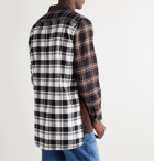 Loewe - Leather-Trimmed Patchwork Checked Cotton-Flannel Shirt - Brown