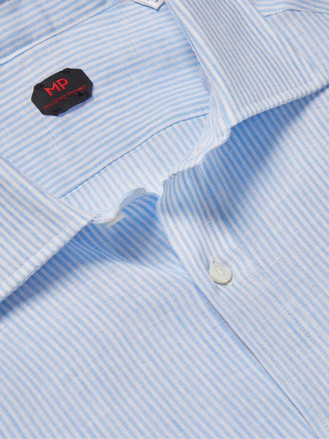 MP Massimo Piombo - Striped Linen Shirt - Blue