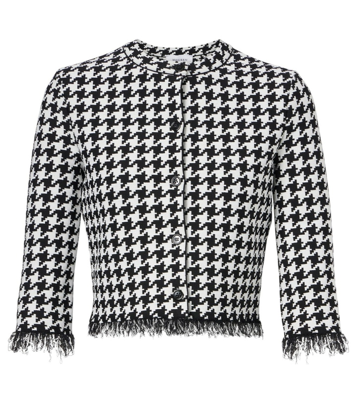 Photo: Alexander McQueen Houndstooth fringed jacquard cardigan