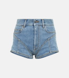Mugler - Spiral high-waisted denim shorts
